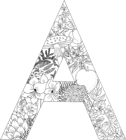 Letter A With Plants Coloring Page